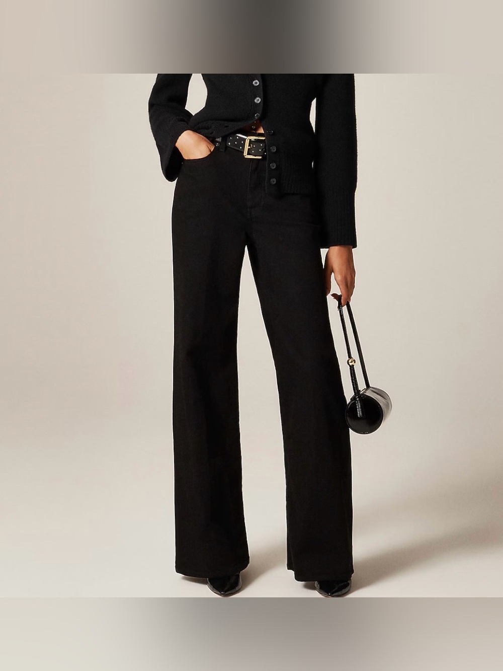 J. Crew Black High-Rise Wide-Leg Jeans
